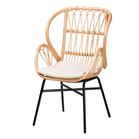 Baxton Studio Caelia Modern Bohemian Natural Brown Rattan and Black Metal Chair 207-12676